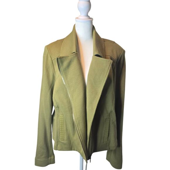 Cabi 6470 Road Trip Cotton‎ Jacket Womens Asymmetrical Zip Green Fall Size L - Picture 5 of 7